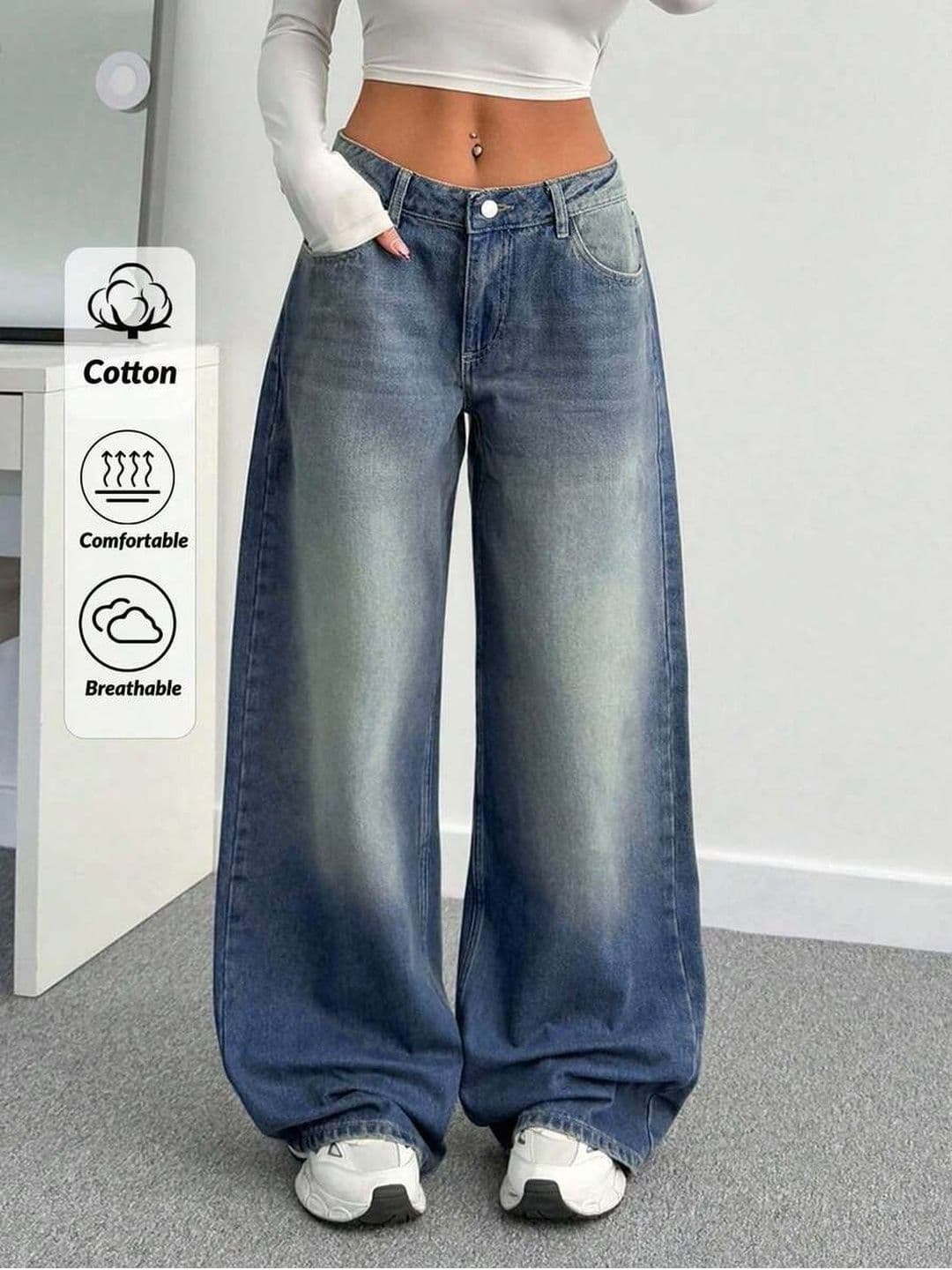 YAMEETFIT Women Jean Straight Fit Mid-Rise Ombre Denim Jeans - view 1