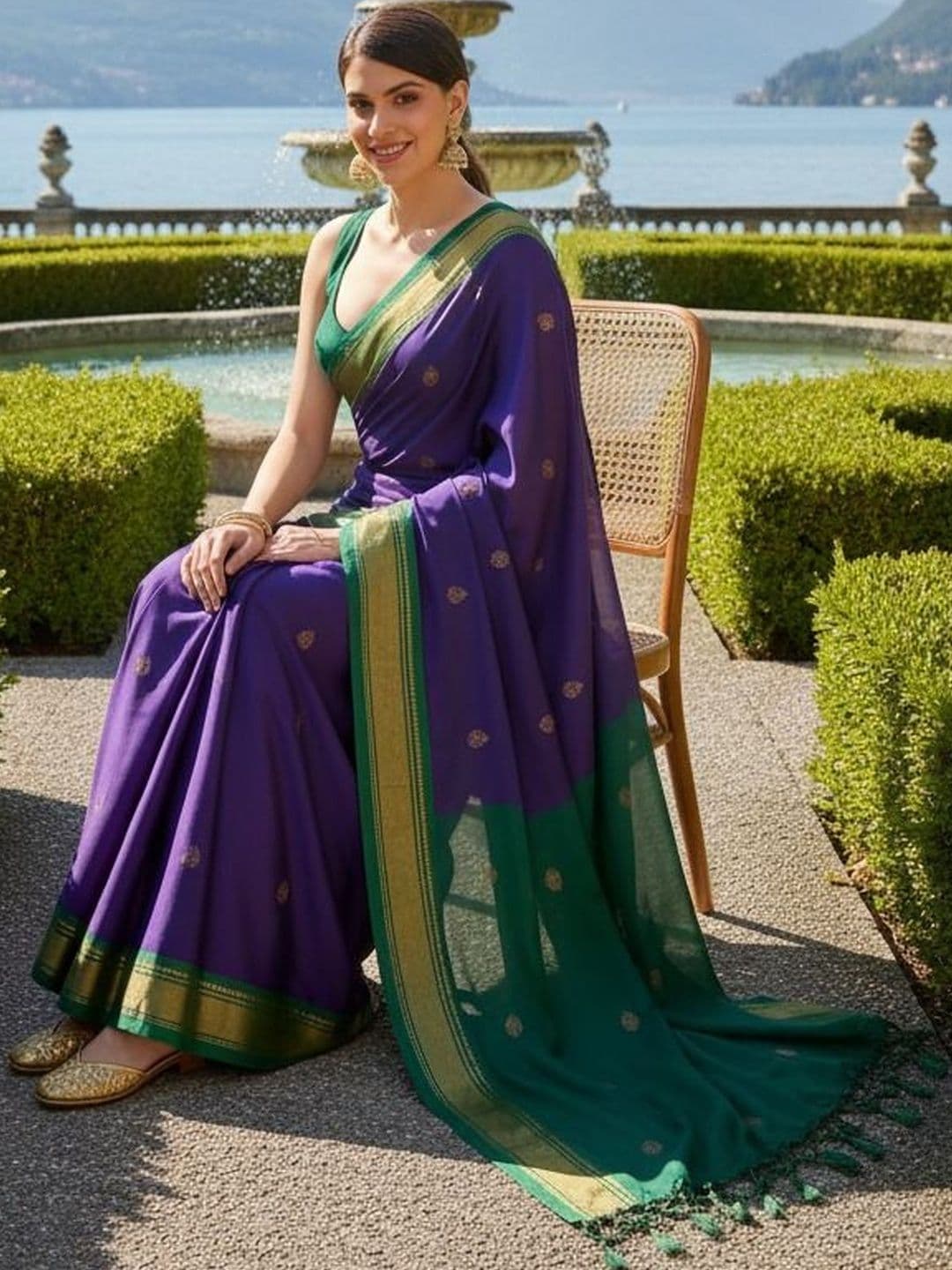 Sangria Woven Design Zari Pure Cotton Kanjeevaram Saree - view 1