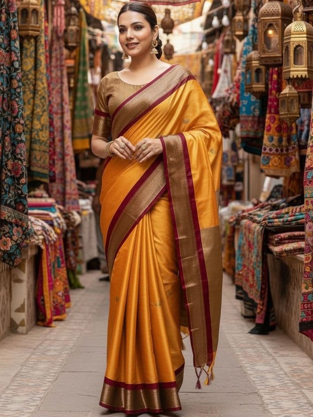 Sangria Zari Pure Cotton Kanjeevaram Saree - view 1