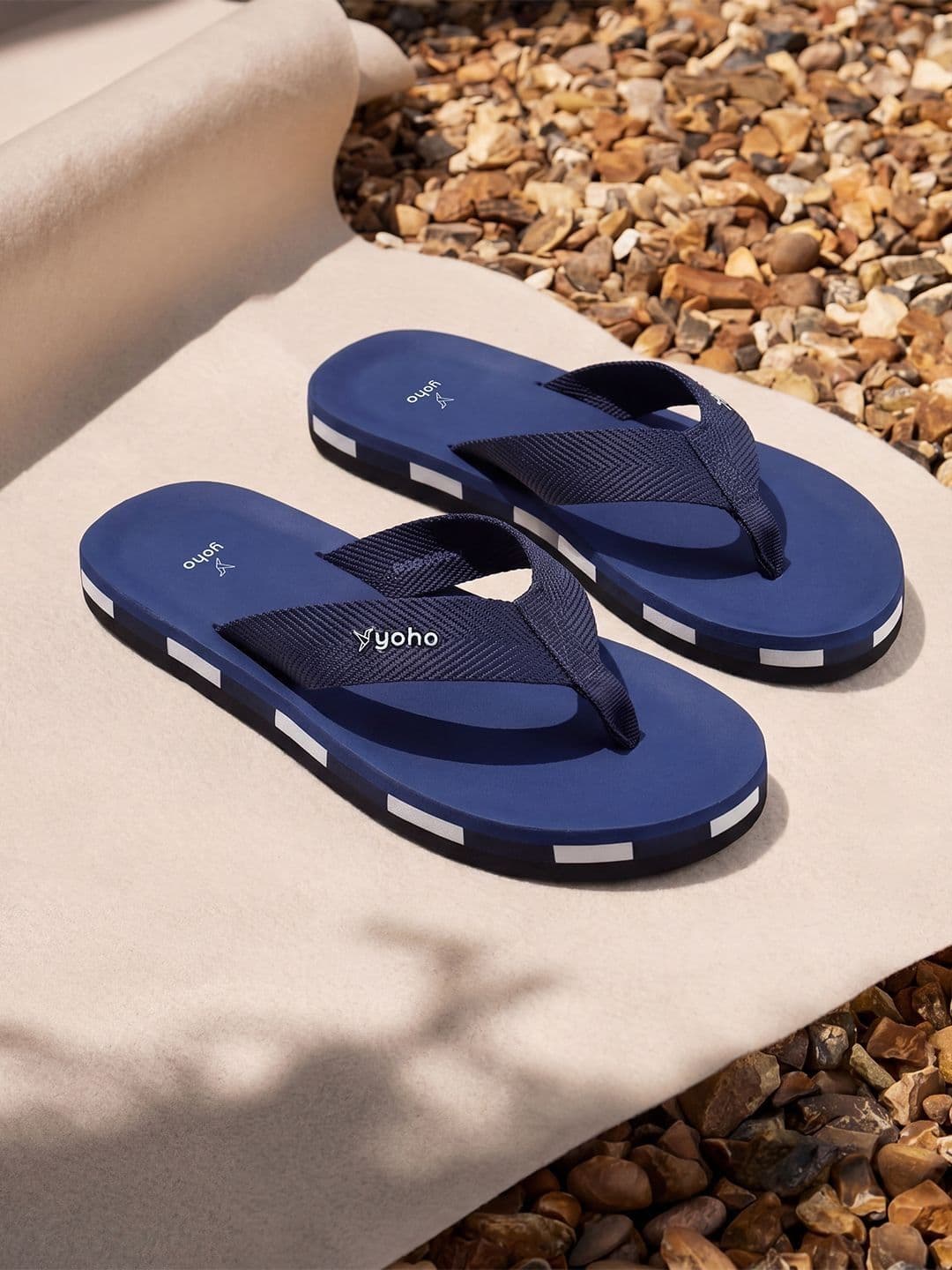 yoho Men Blue Rubber Thong Flip Flops - view 1