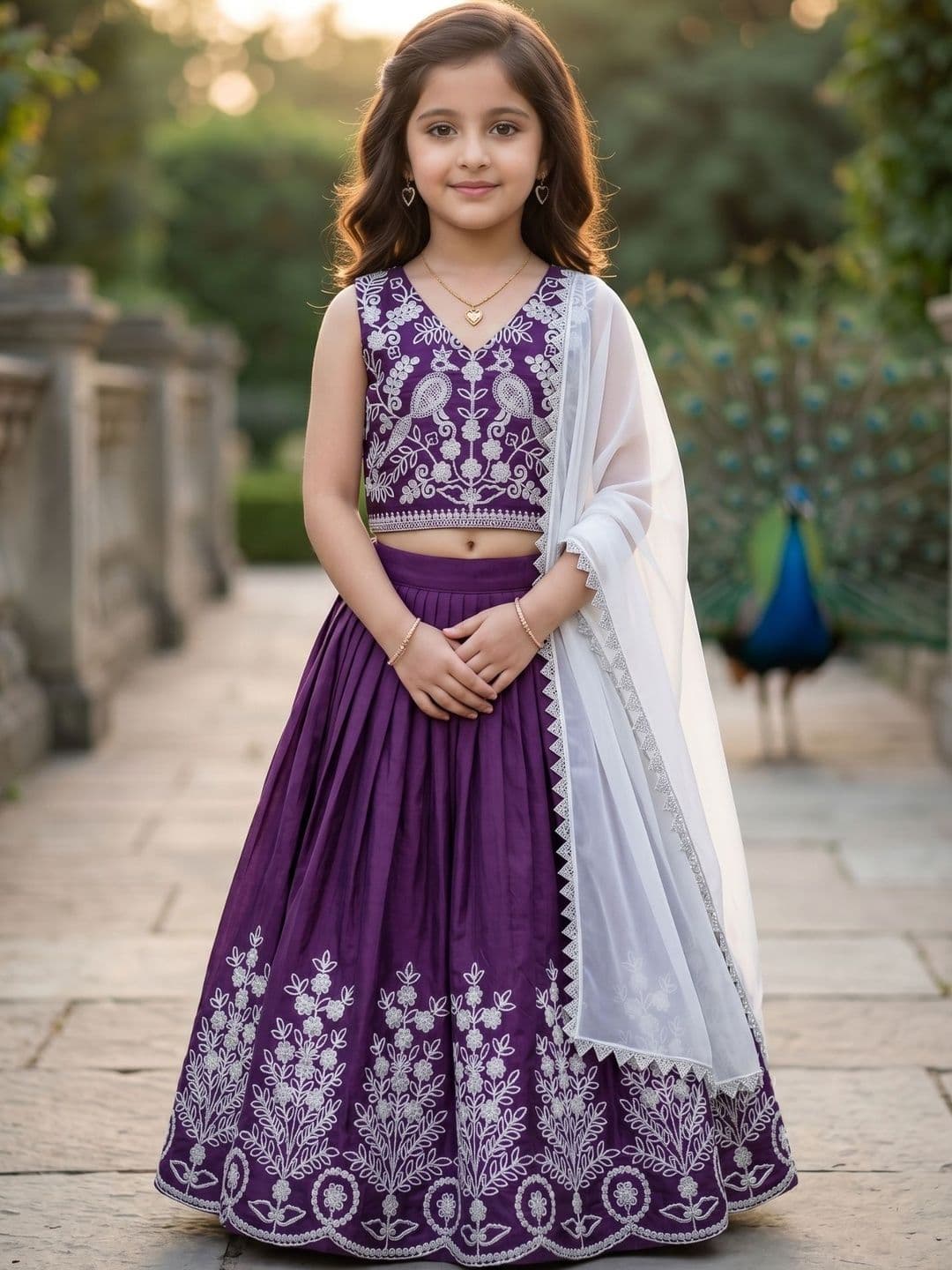 KALINI Girls Embroidered Thread Work Ready to Wear Lehenga & - view 1