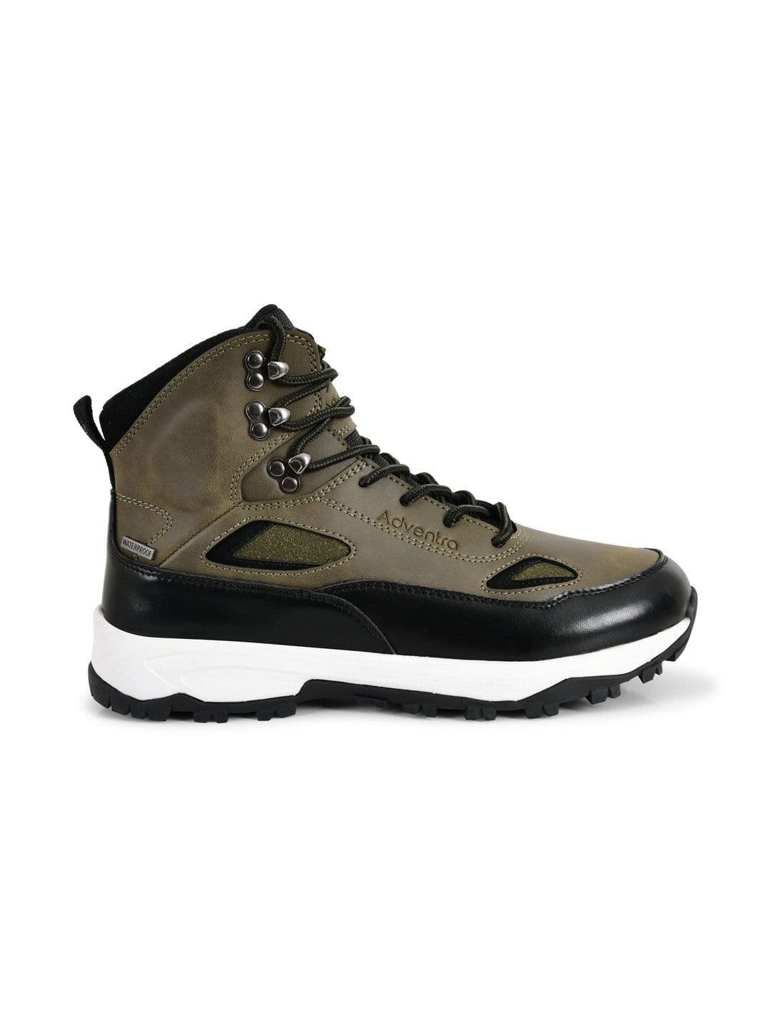 Adventra Sports Men Olive Green Waterproof Mid Top Trekking Shoes with 4mm Lug Sole ET1105 - view 1