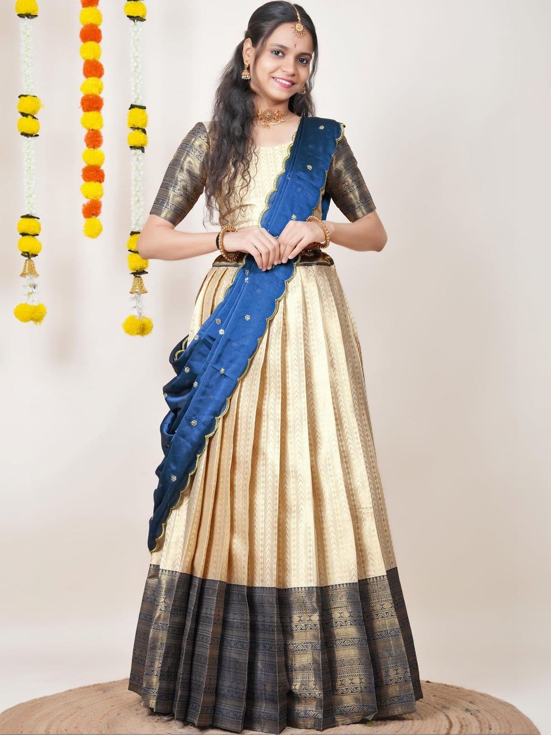 Pink Bindi Unstitched Lehenga & Blouse With Dupatta - view 1