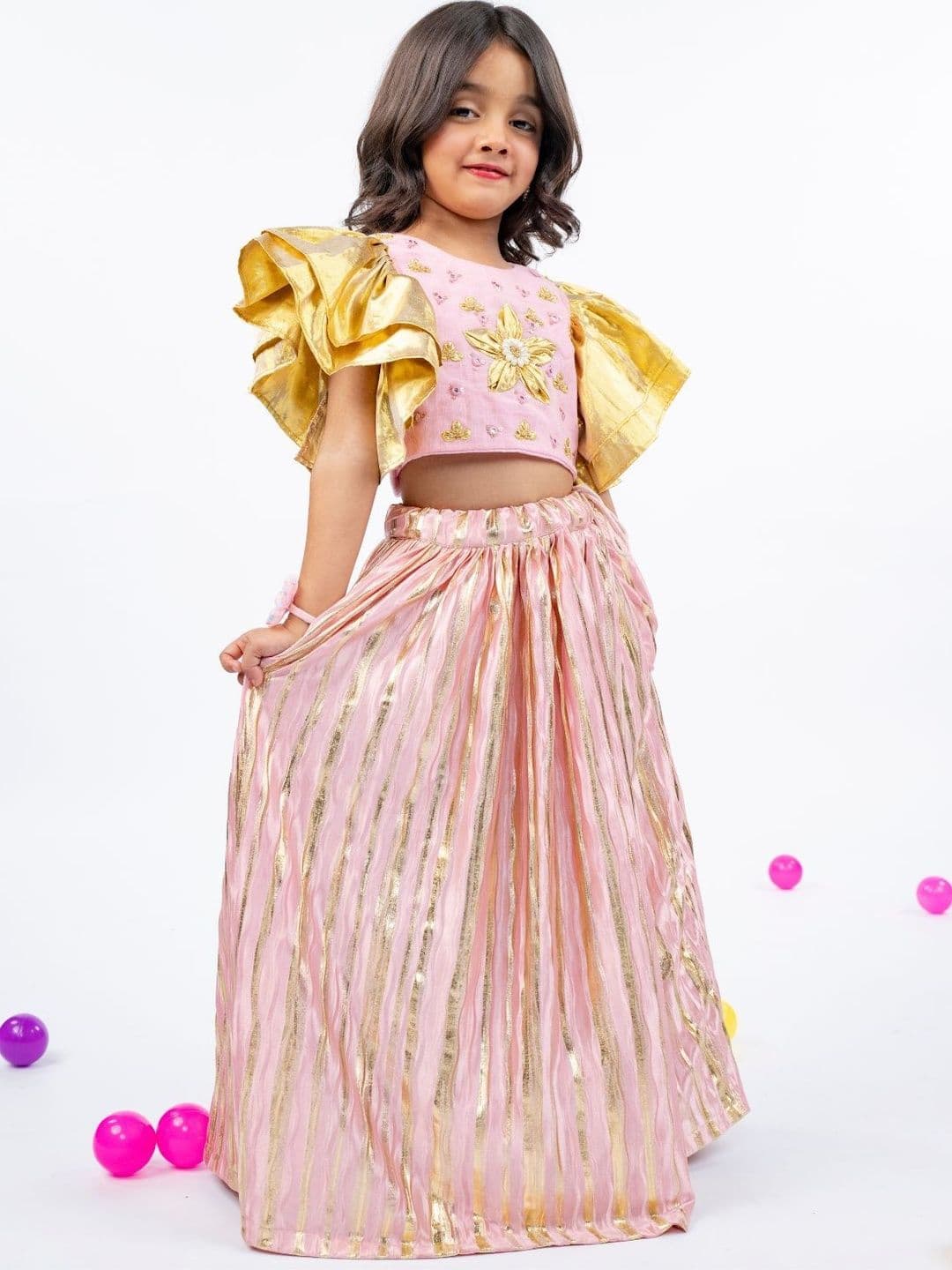 Jilmil Girls Embellished Beads And Stones Ready To Wear Lehenga & Blouse - view 1