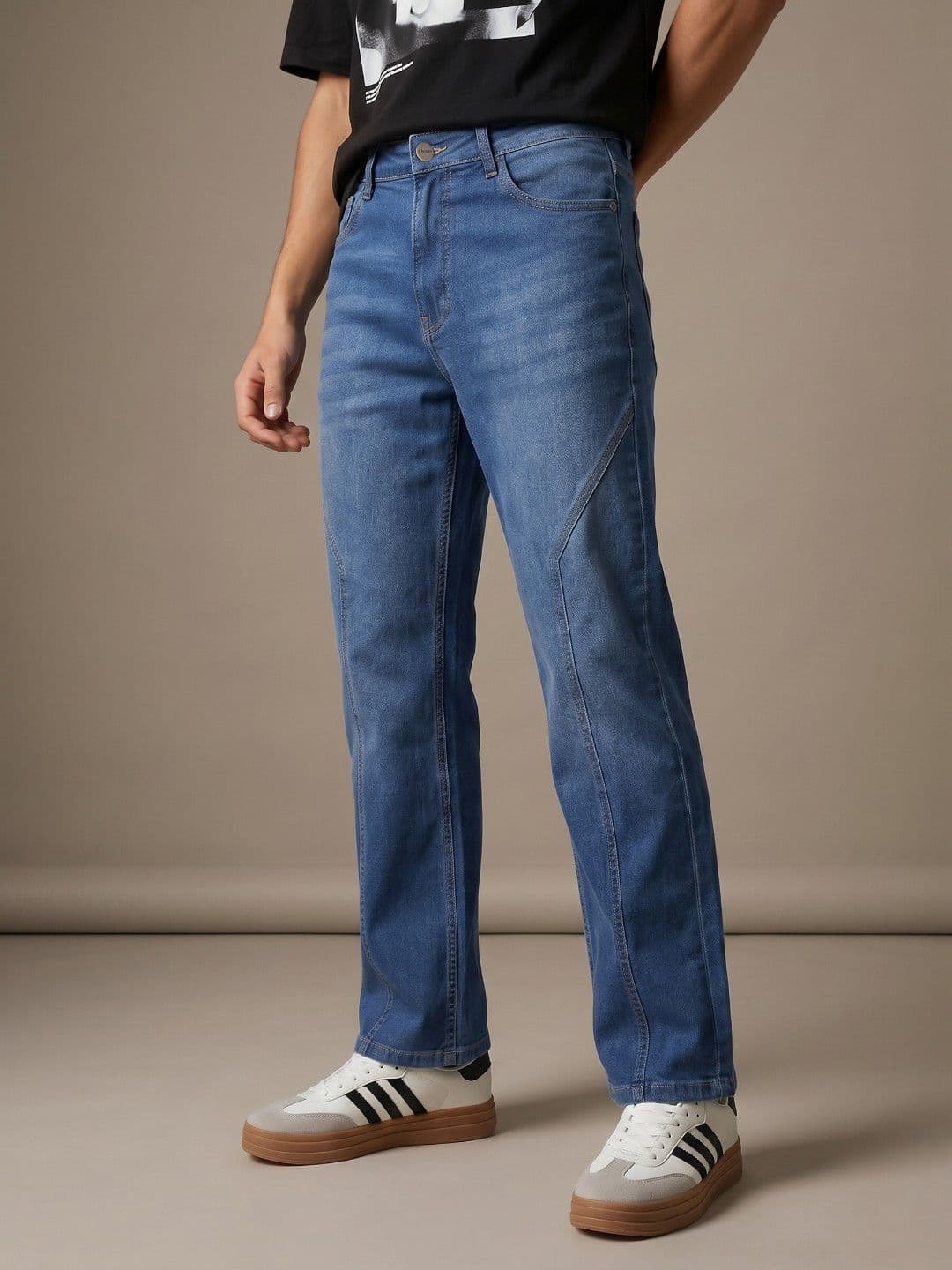 glitchez Men Straight Fit Light Fade Pure Cotton Jeans - view 1