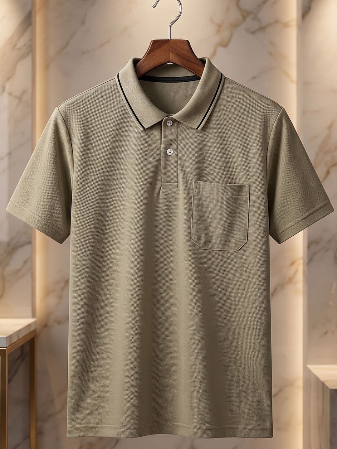 HERE&NOW Men Polo Collar Pockets T-shirt - view 1