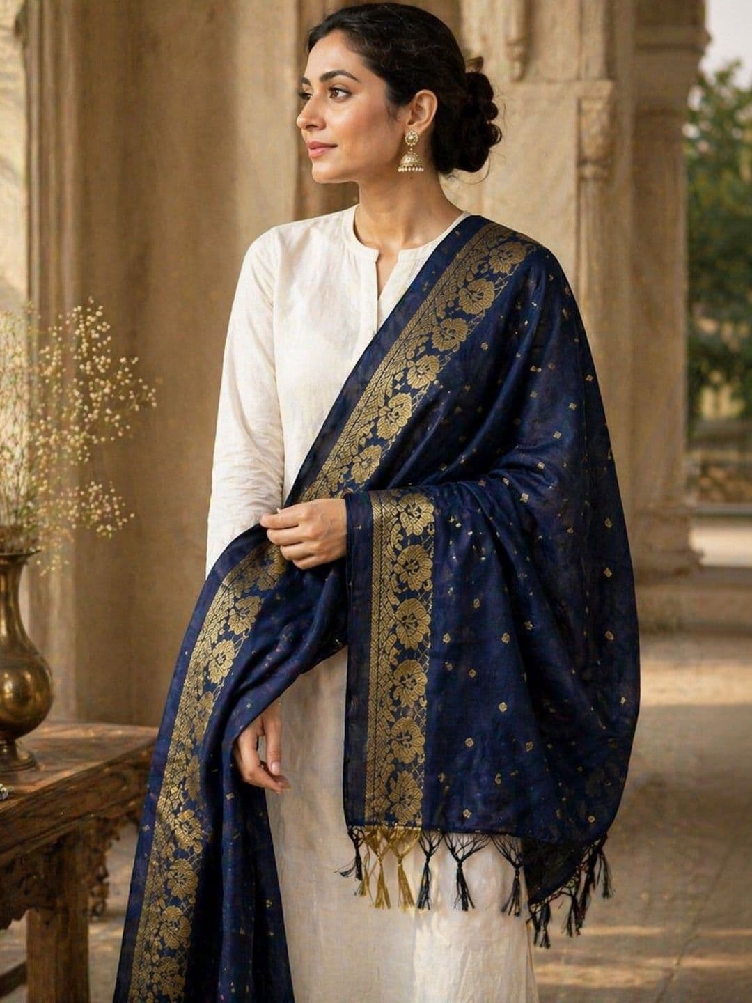 STUTI FASHION Ethnic Motifs Woven Design Dupatta with Zari - view 1