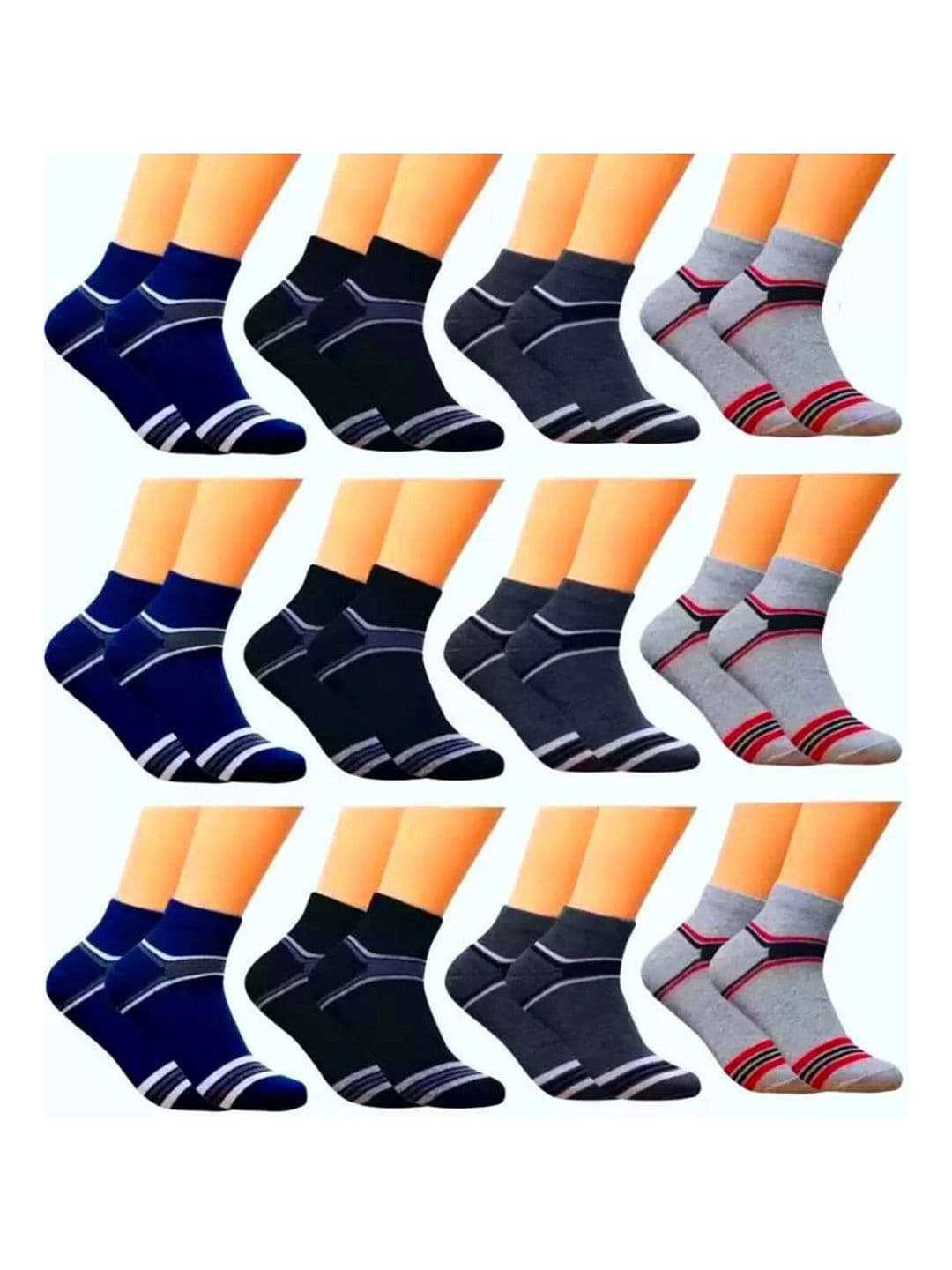 VAPINDIA Men Cotton Striped Ankle Length Socks - view 1