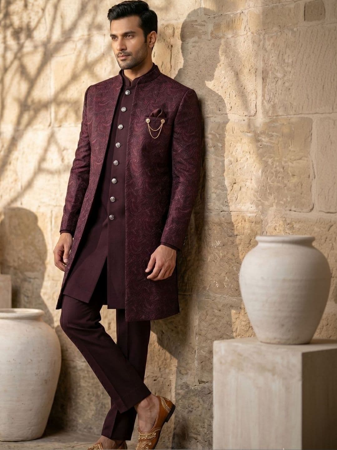 TRIANGLE Men Jodhpuri Self-Designed Sherwani