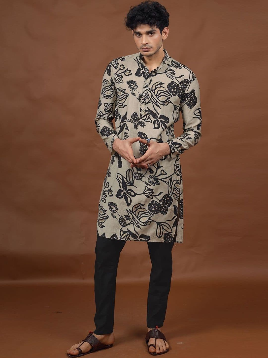 Varbandhan Men Floral Printed Floral Kurta - view 1
