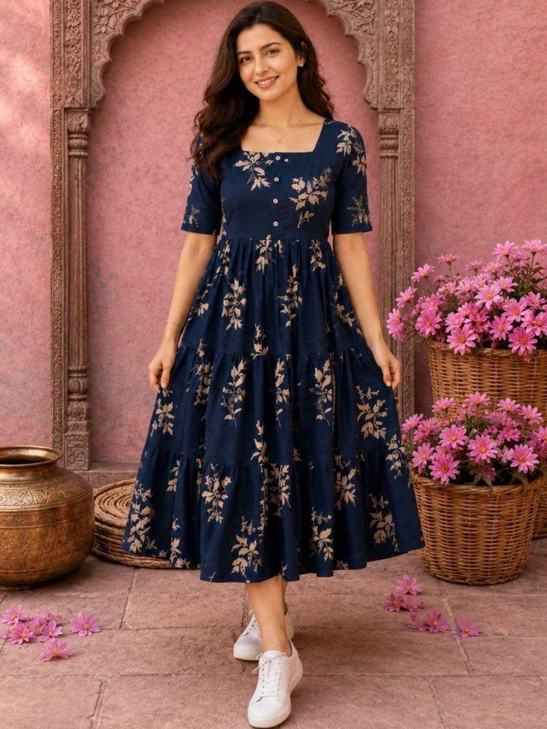 NAVYAAZRI Floral Print A-Line Midi Dress - view 1