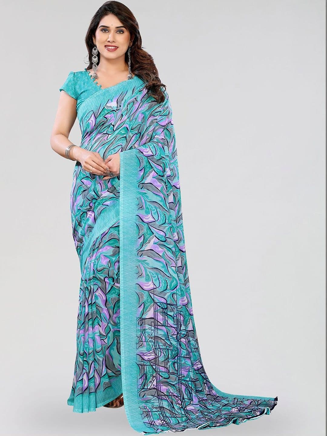 ANAND SAREES Flattering Printed Georgette Ideal Work Casual Outings Sarees - view 1