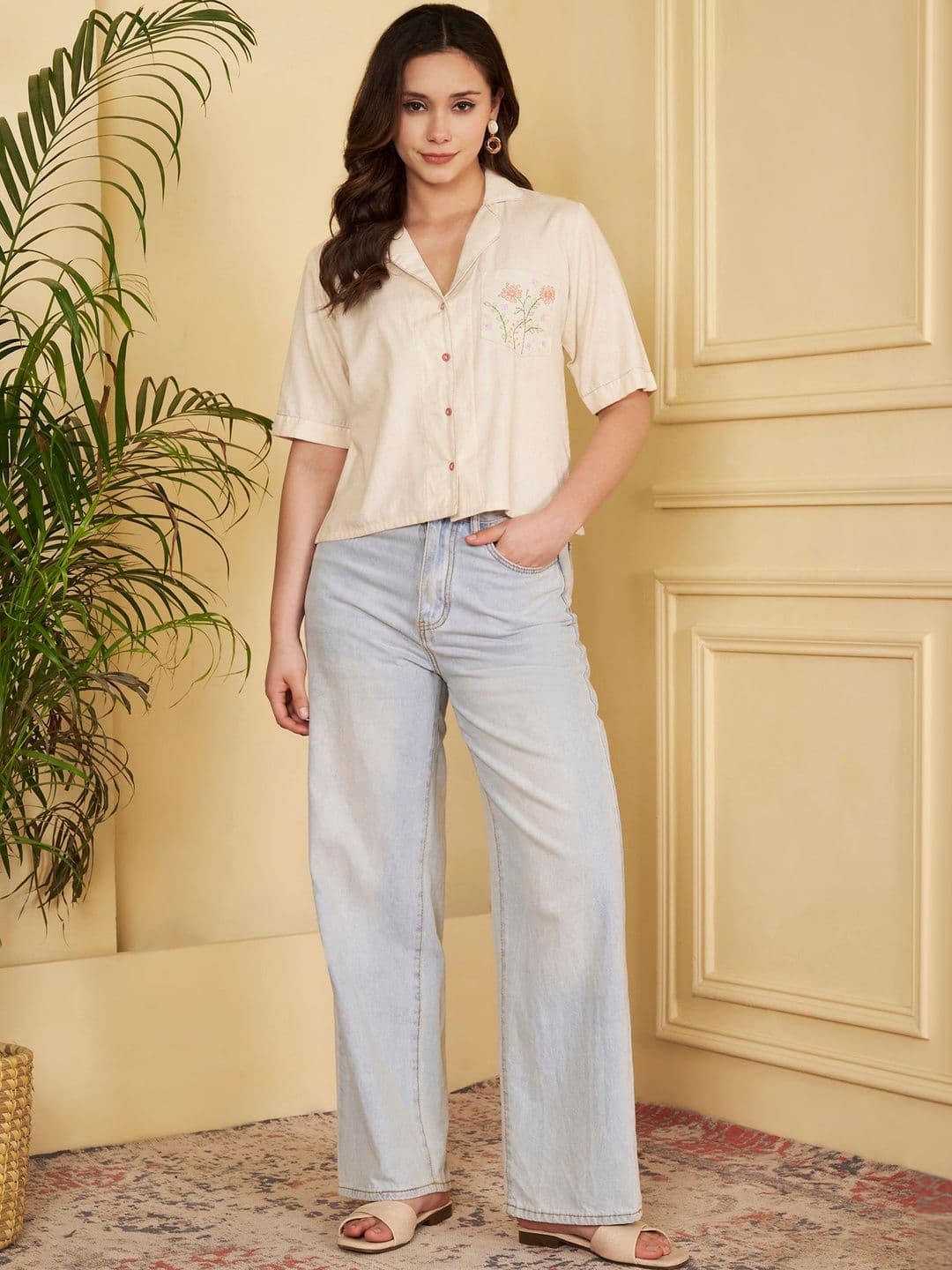 Vbuyz Shirt Collar Straight Flex Stitched Top - view 1