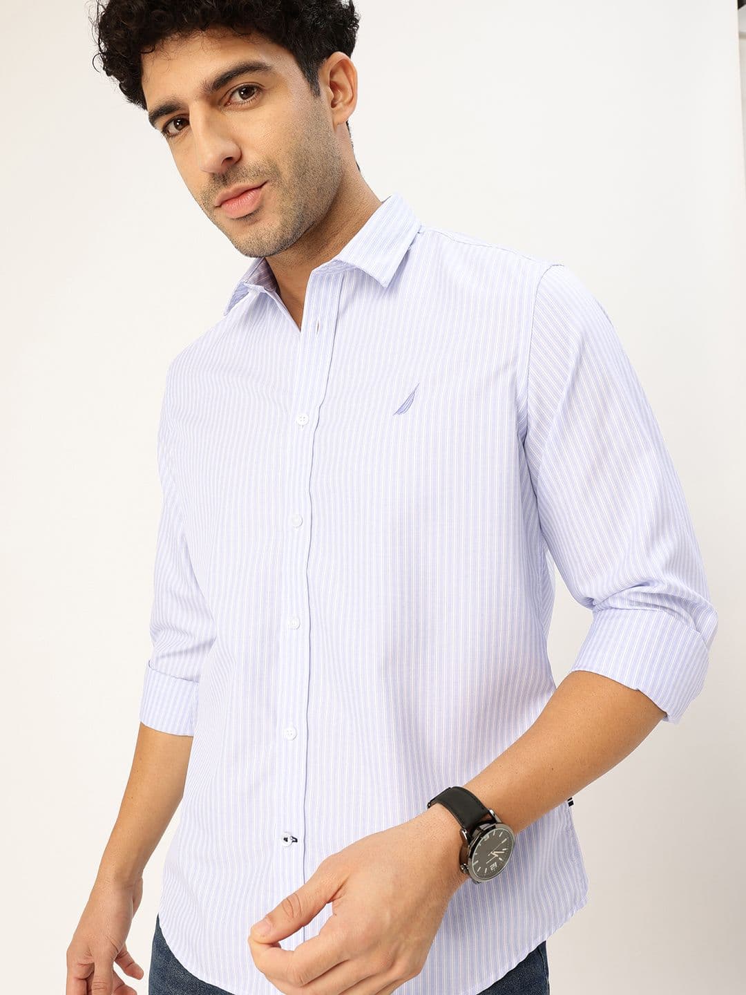 Nautica Classic Fit Striped Pure Cotton Casual Shirt - view 1