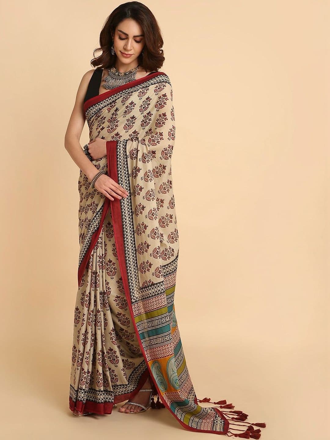 RATAN Women Pure Cotton Printed Mulmul Saree With Blouse Piece - view 1