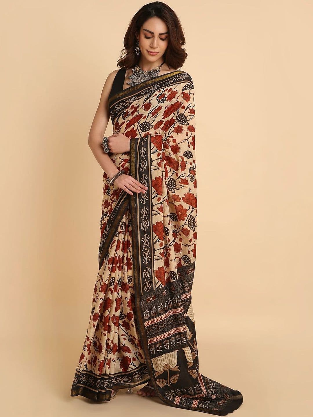 RATAN Women Pure Cotton Printed Mulmul Saree With Blouse Piece - view 1