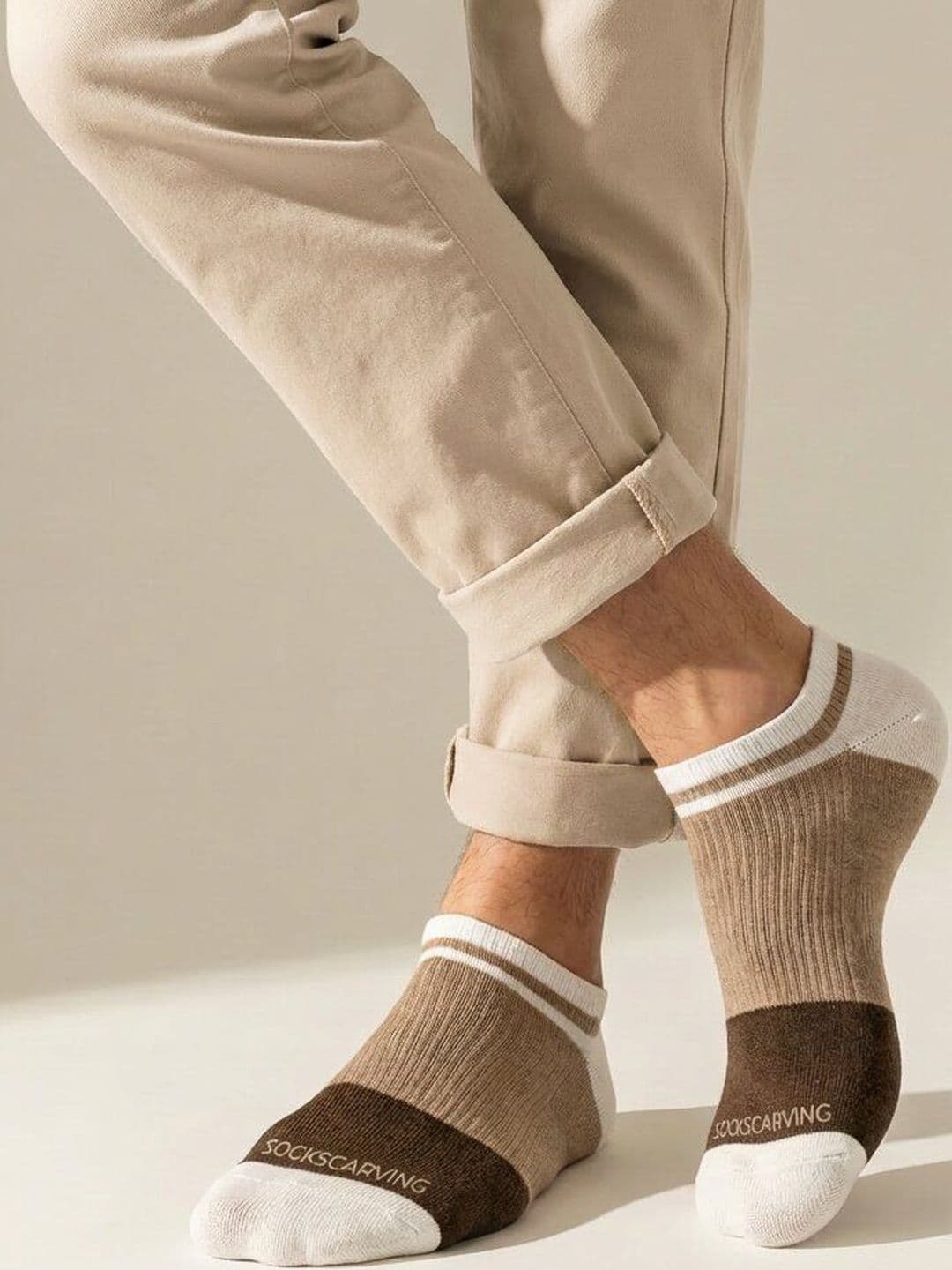 Sockscarving Unisex Cotton Blend Colourblocked Ankle Length Socks - view 1