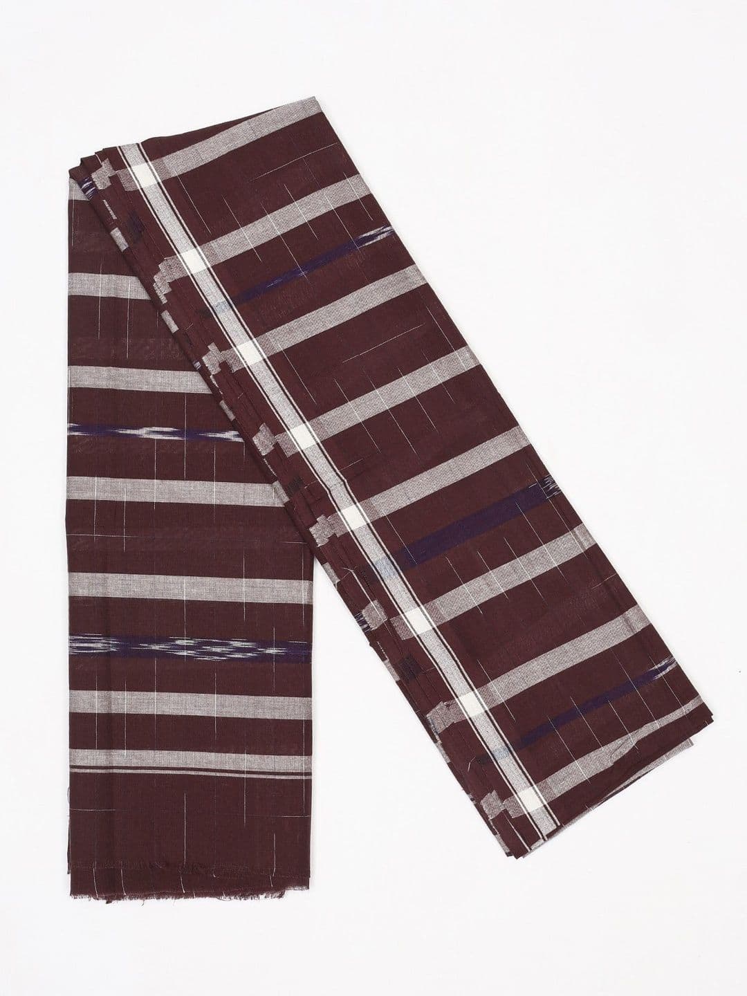 Exotic India Ikat Woven Cotton Angavastram With Graph Check Patterns - view 1