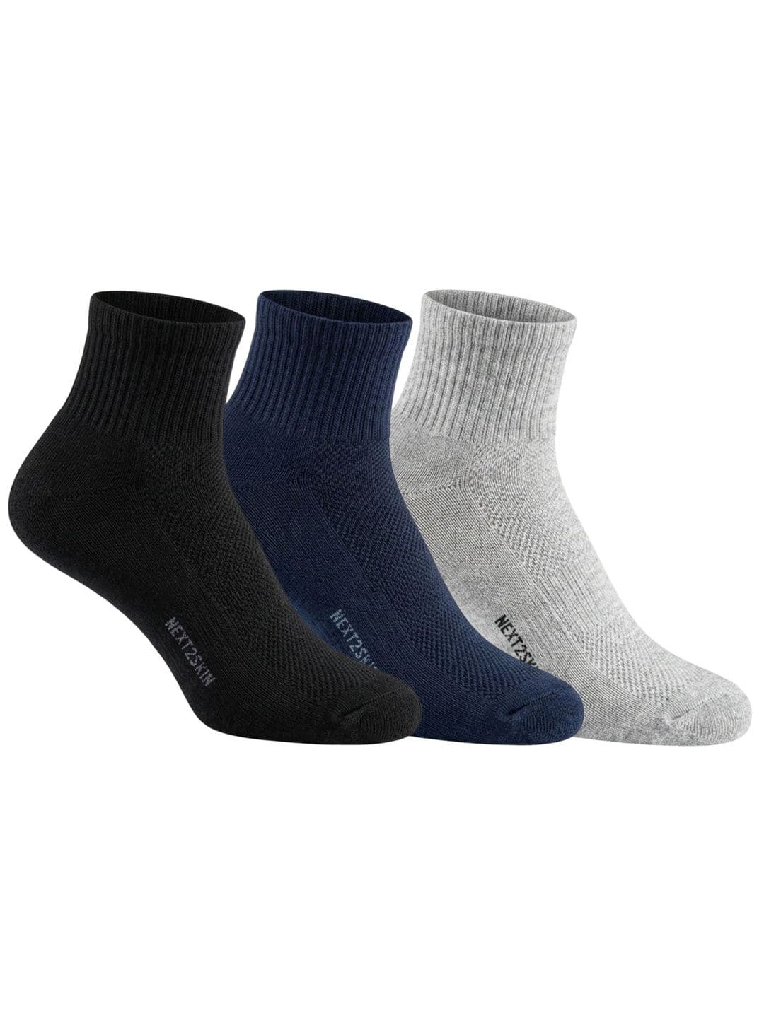 N2S NEXT2SKIN Men Pack of 3 Cotton Assorted Ankle Length Socks - view 1