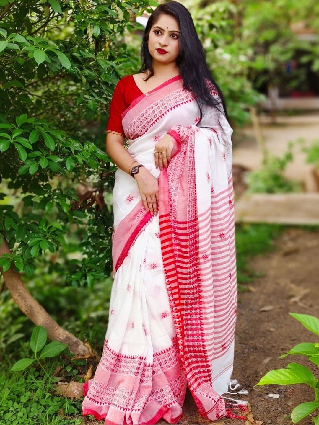 ANU INDIAN FASHION Art Silk Jamdani Saree - view 1