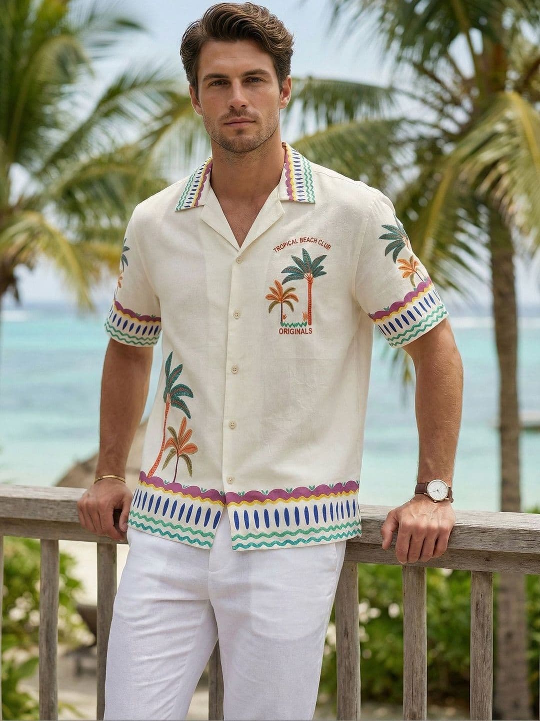 Stenfia Men Tropical Printed Short Sleeve Shirts - view 1