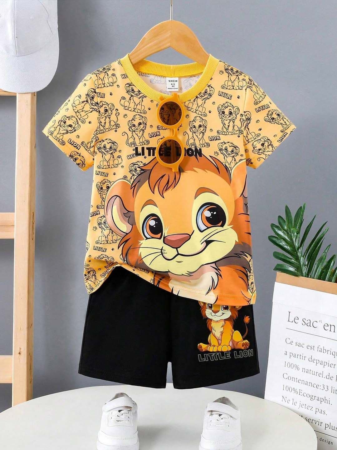 KEESOR Boys Printed Round Neck T-shirt With Shorts - view 1