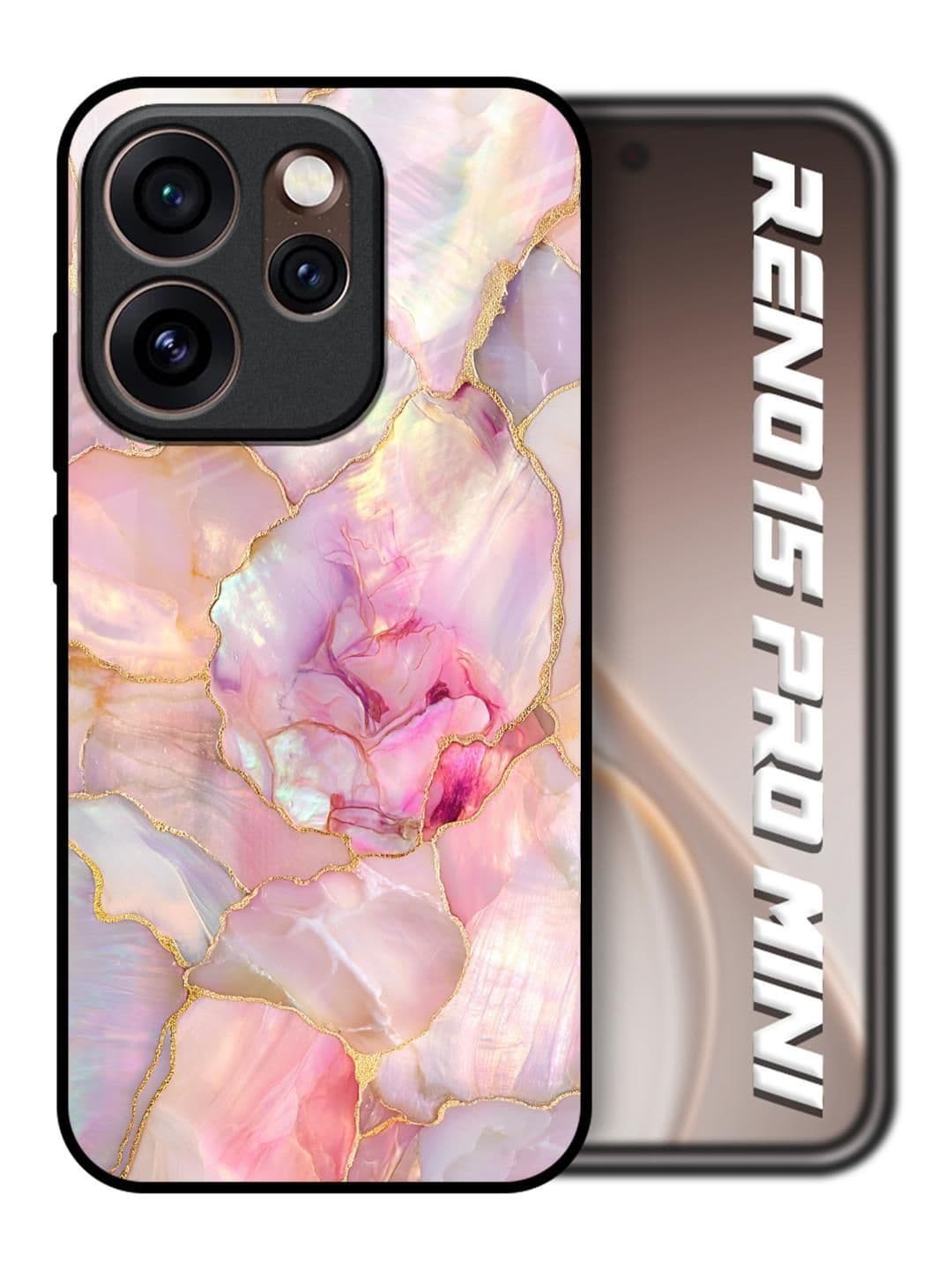 QRIOH Pink Marble Glass Case Oppo Reno15 Pro Mini 5g Mobile Accessories - view 1