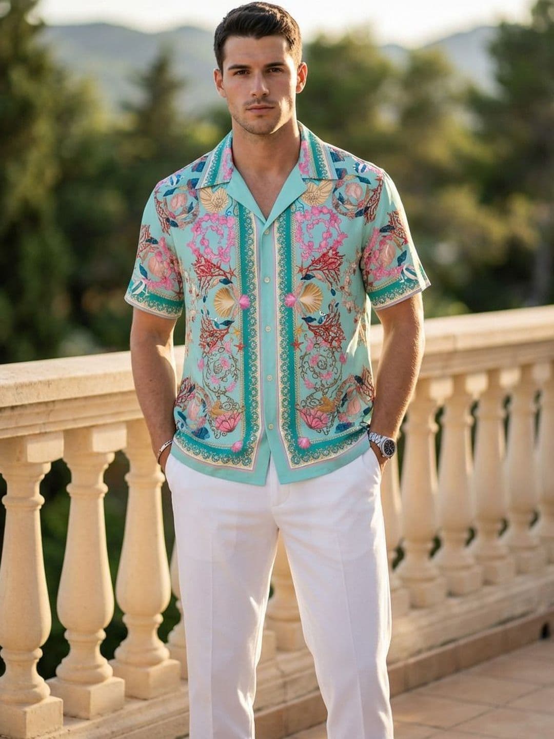 Stenfia Men Tropical Printed Collar Shirts - view 1