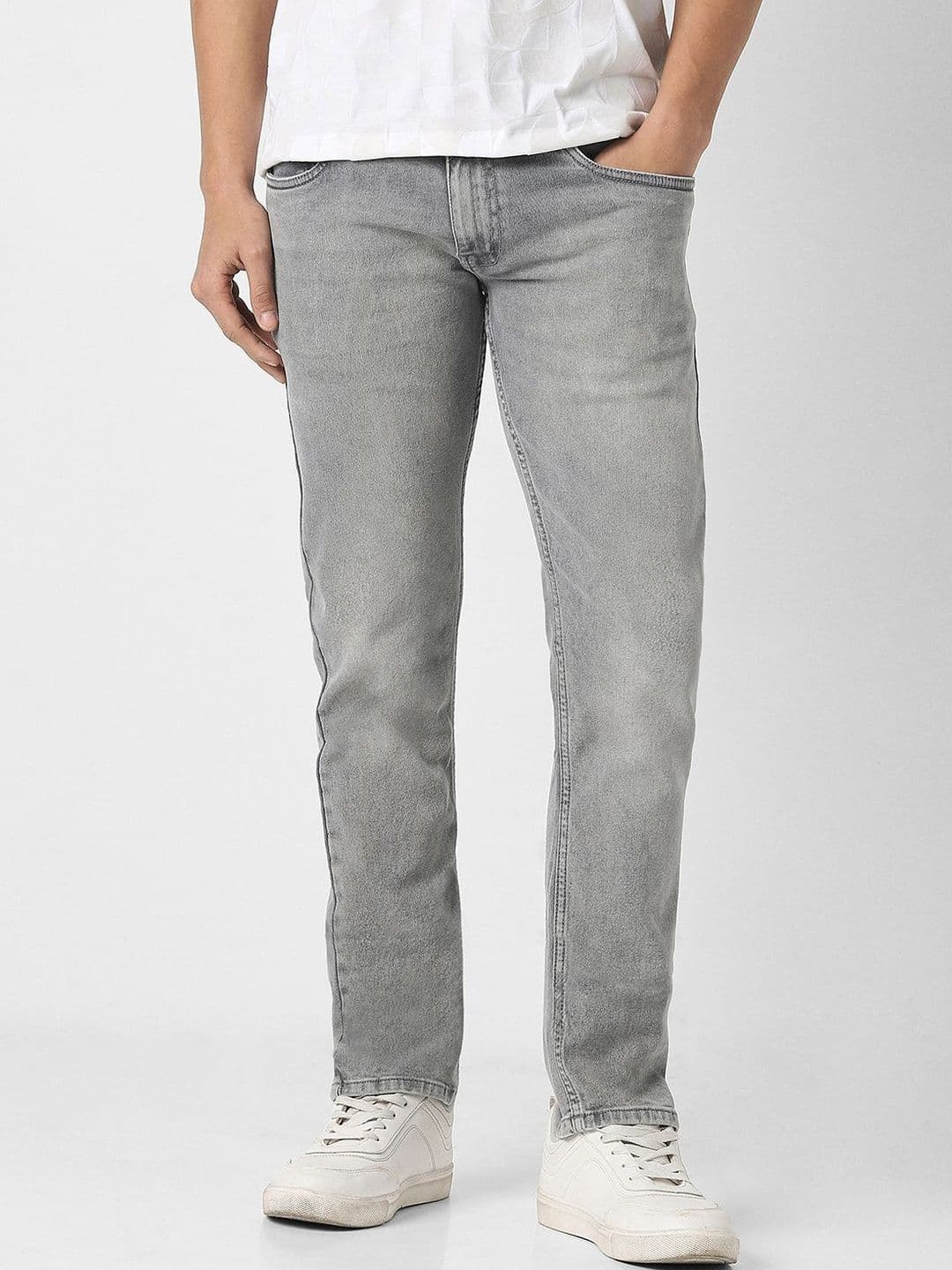 Peter England Casuals Men Grey Light Wash Jeans - view 1