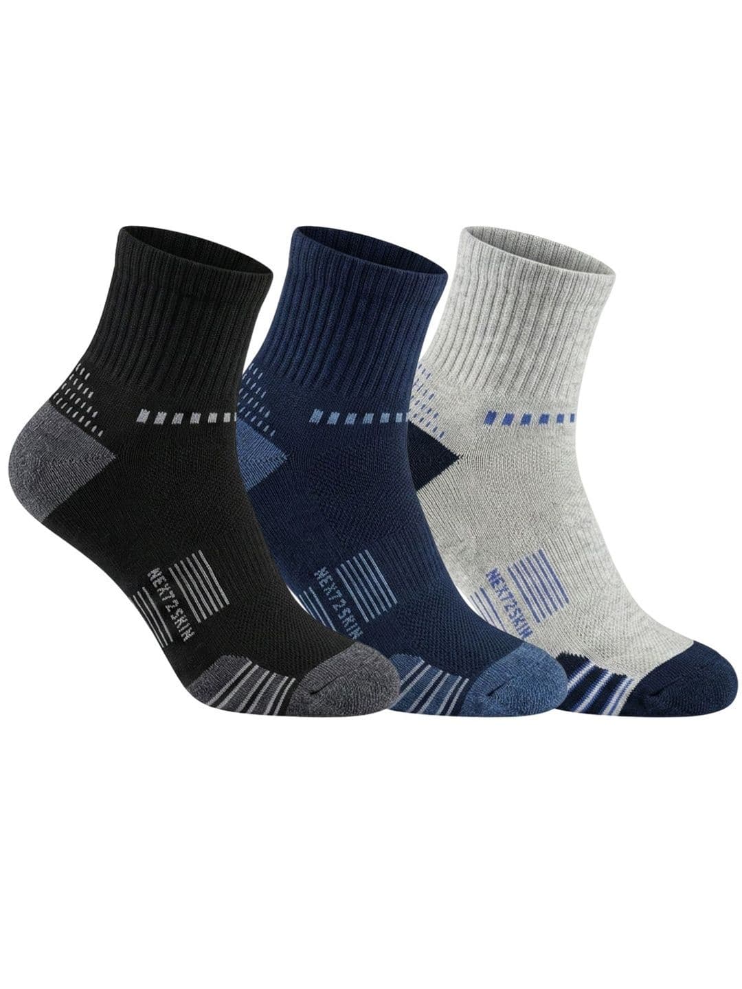 N2S NEXT2SKIN Men Pack of 3 Cotton Assorted Ankle Length Socks - view 1
