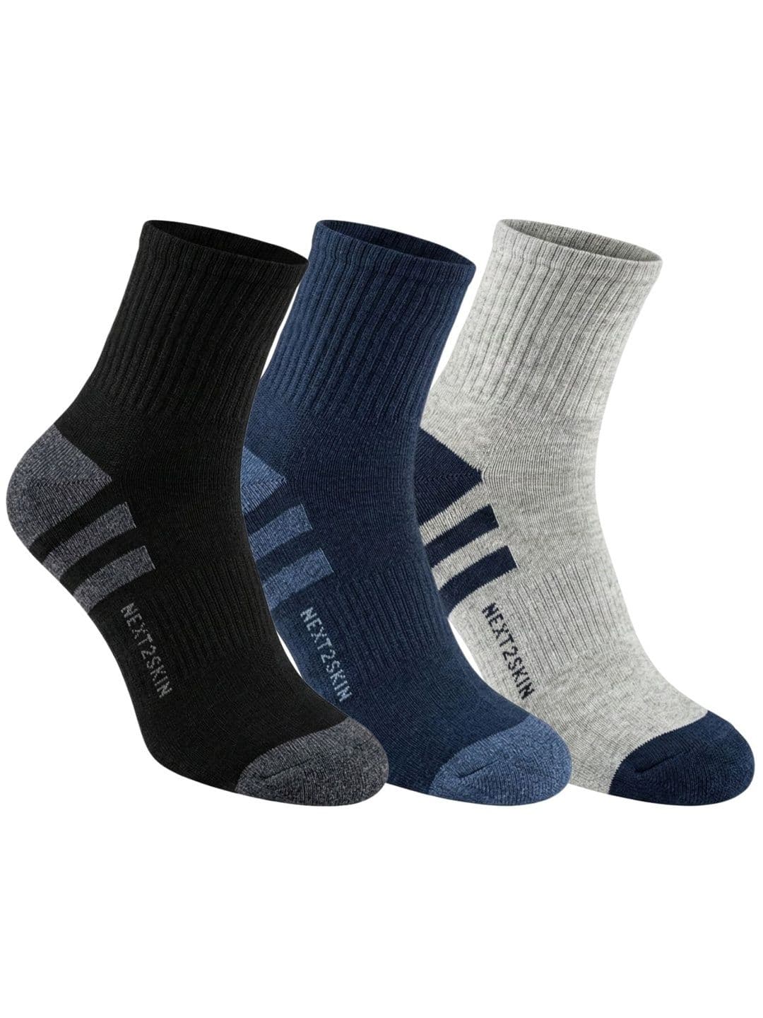 N2S NEXT2SKIN Men Pack of 3 Cotton Assorted Colourblocked Above Ankle Socks - view 1