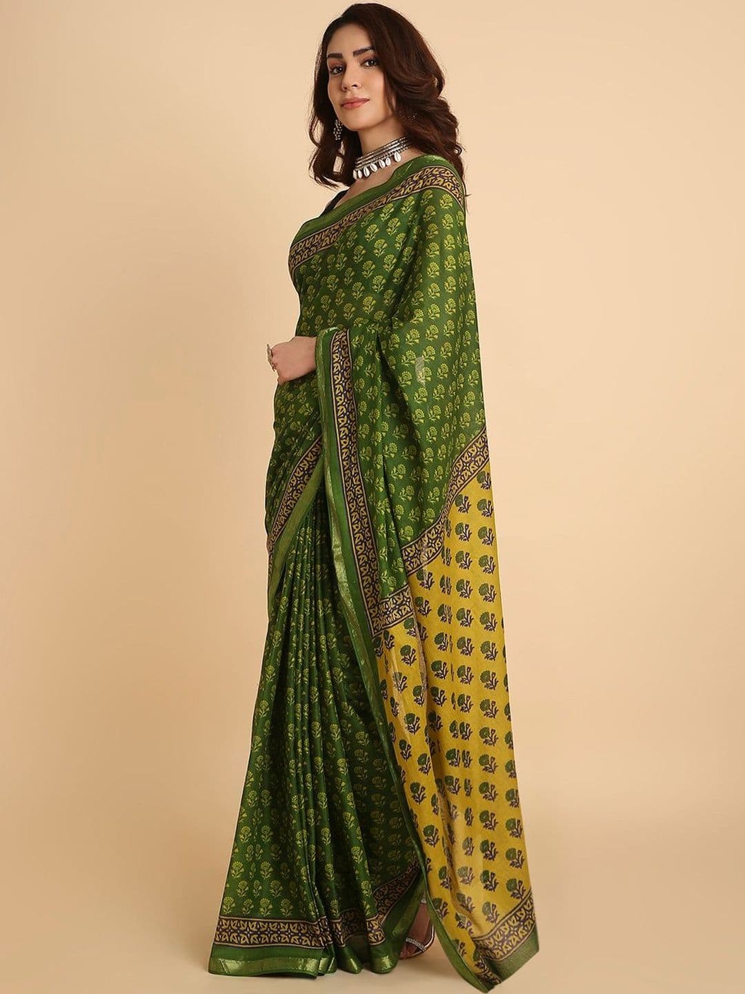 RATAN Women Pure Cotton Printed Mulmul Saree With Blouse Piece - view 1