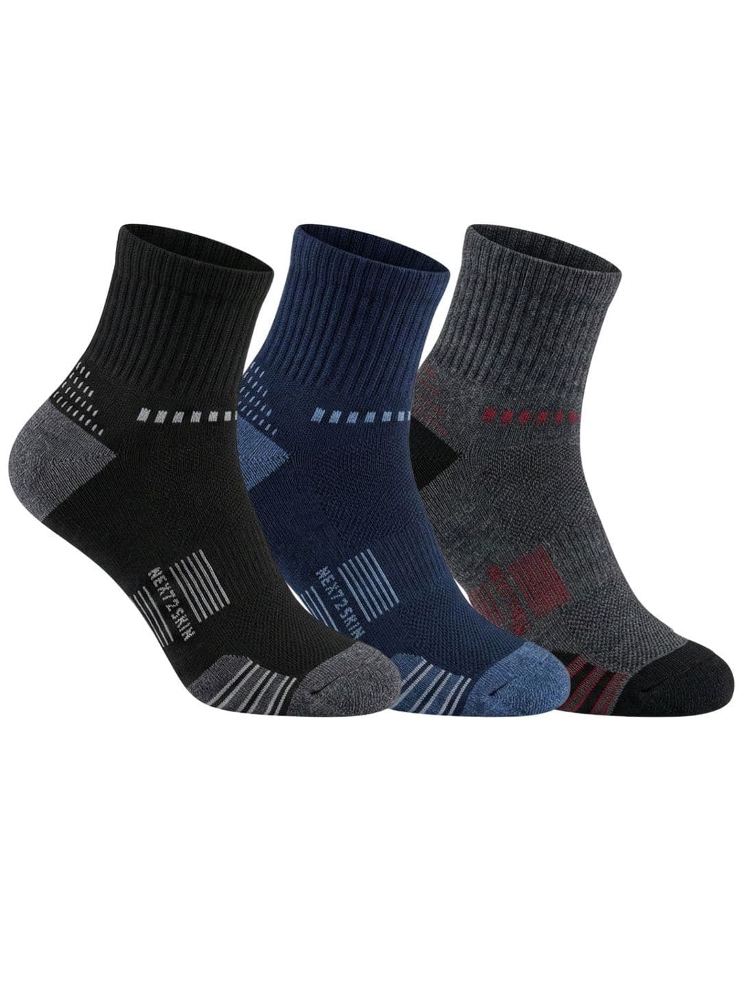 N2S NEXT2SKIN Men Pack of 3 Cotton Assorted Ankle Length Socks - view 1