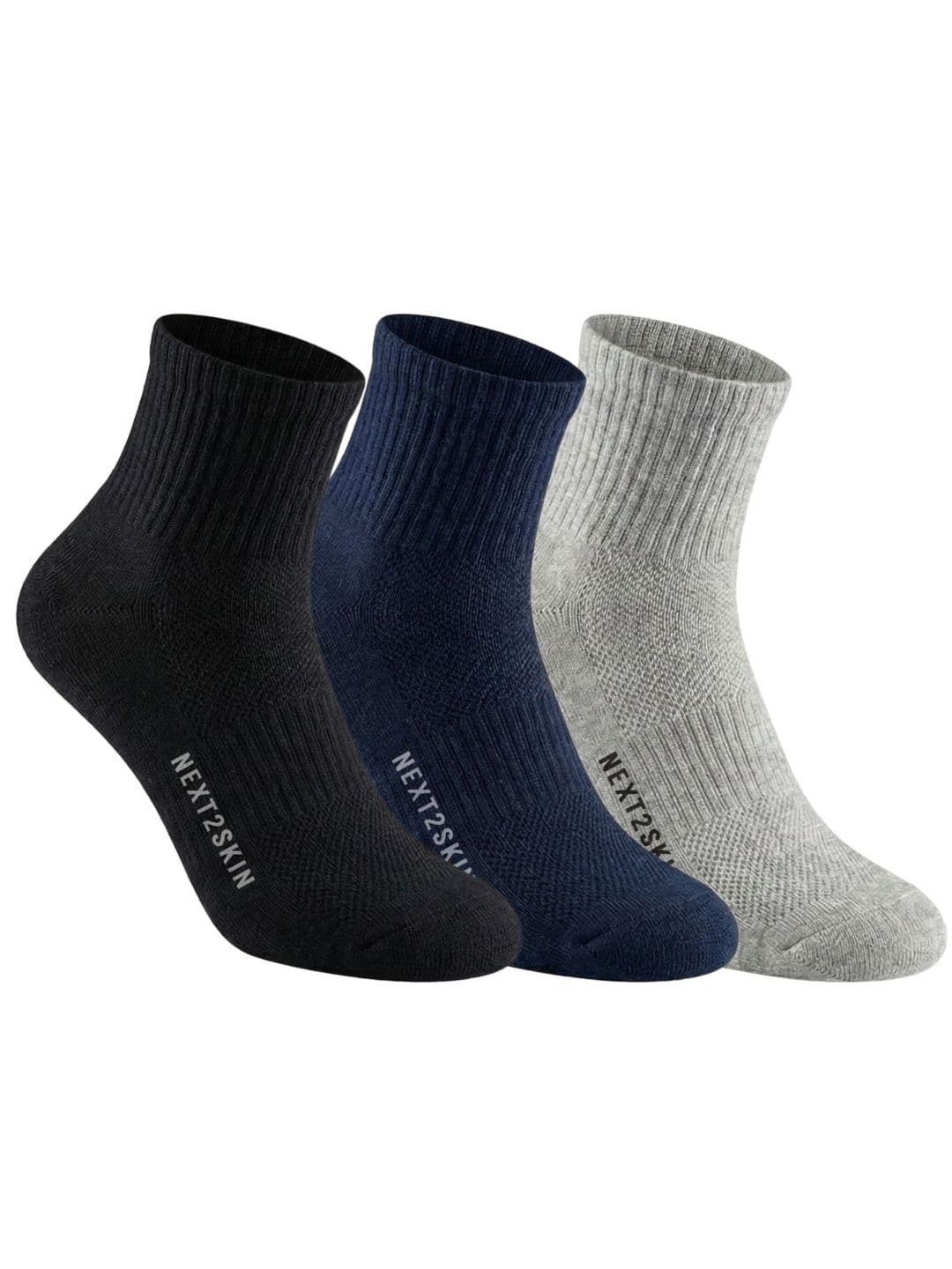 N2S NEXT2SKIN Men Pack of 3 Cotton Assorted Ankle Length Socks - view 1