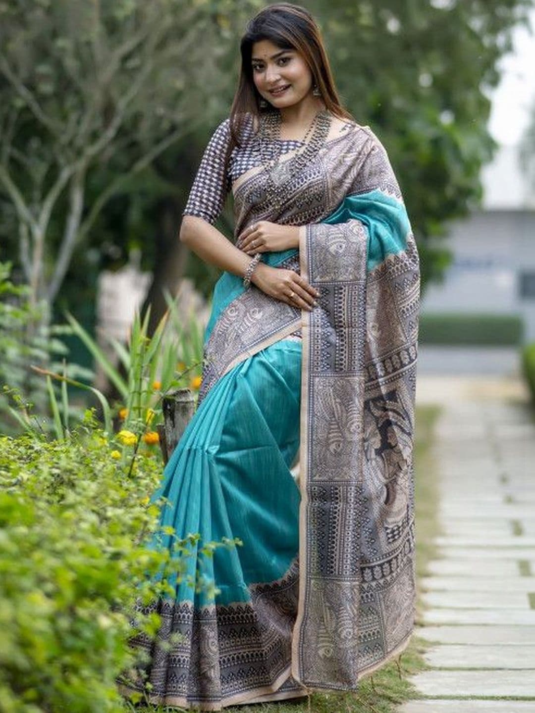 all about you Yogita Madhubani Teal Sarees - view 1