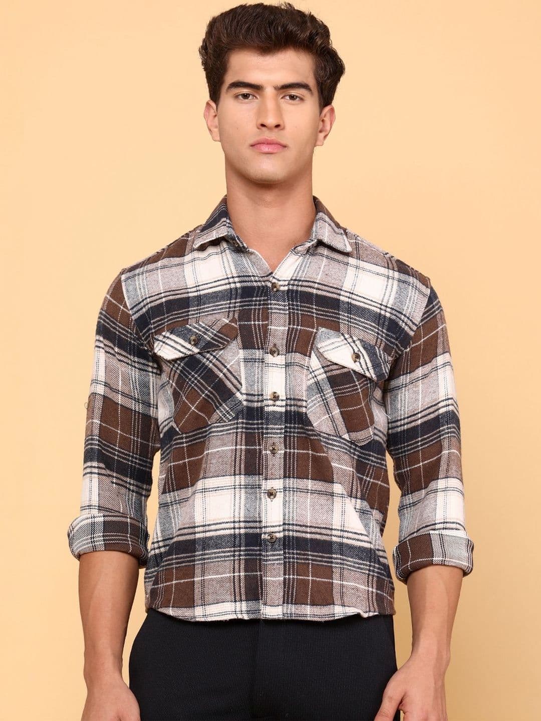 LIMEROAD Men Checks Cotton Spread Collar Casual Shirts - view 1