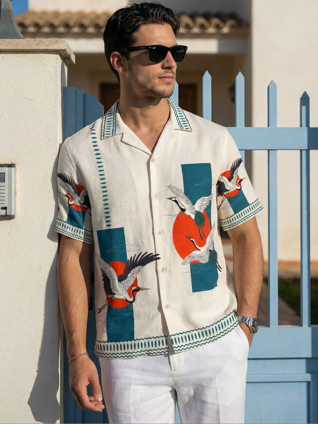 Stenfia Men Printed Linen Casual Shirts - view 1