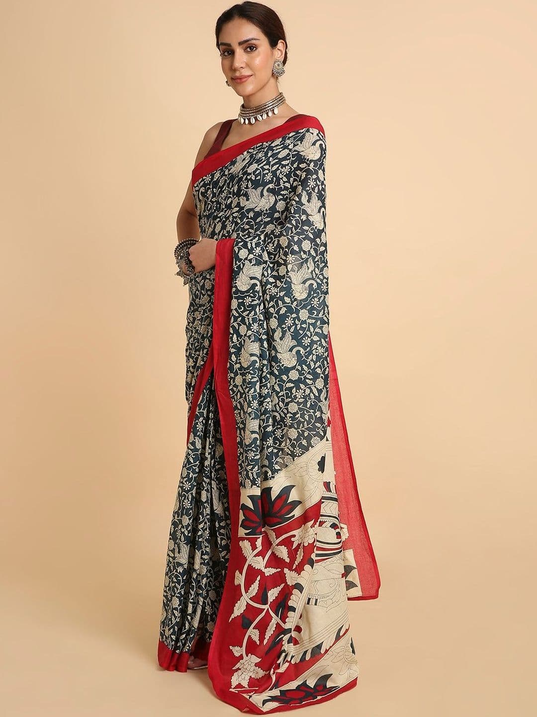 RATAN Women Cotton 1 Minute Pre Draped Saree With Unstitched Blouse Piece And Pocket Saree - view 1