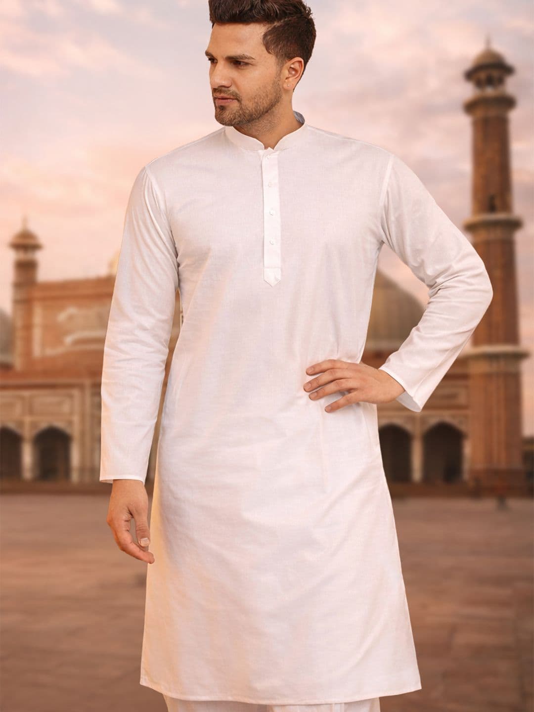VASTRAMAY Men Cotton Solid Kurta - view 1