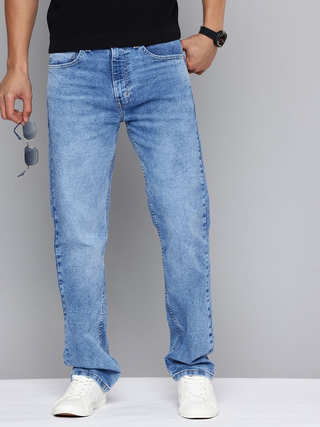 Levis Men 505 Straight Fit Mid-Rise Heavy Fade Stretchable Jeans - view 1