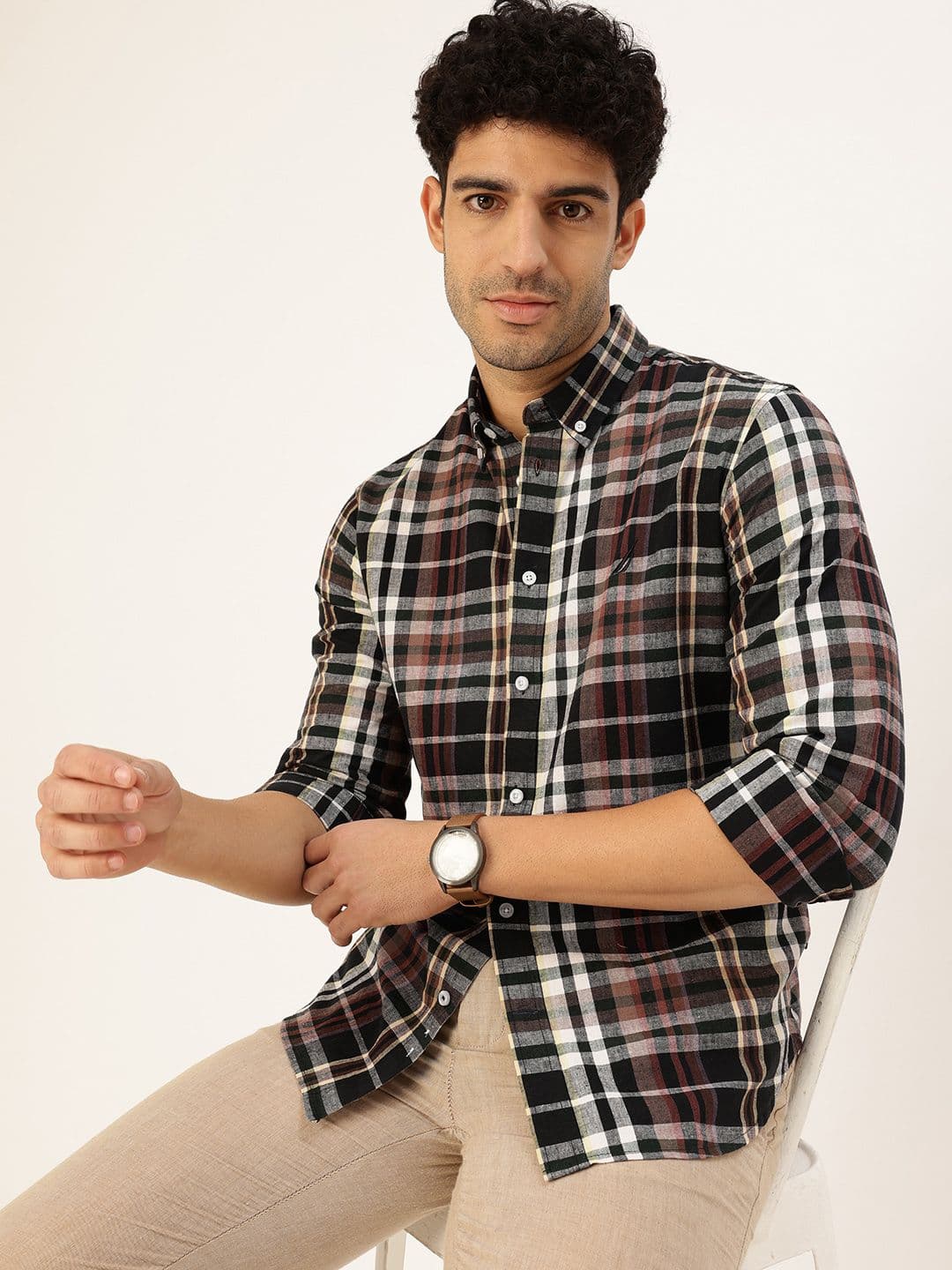 Nautica Men Slim Fit Tartan Checks Casual Shirt - view 1