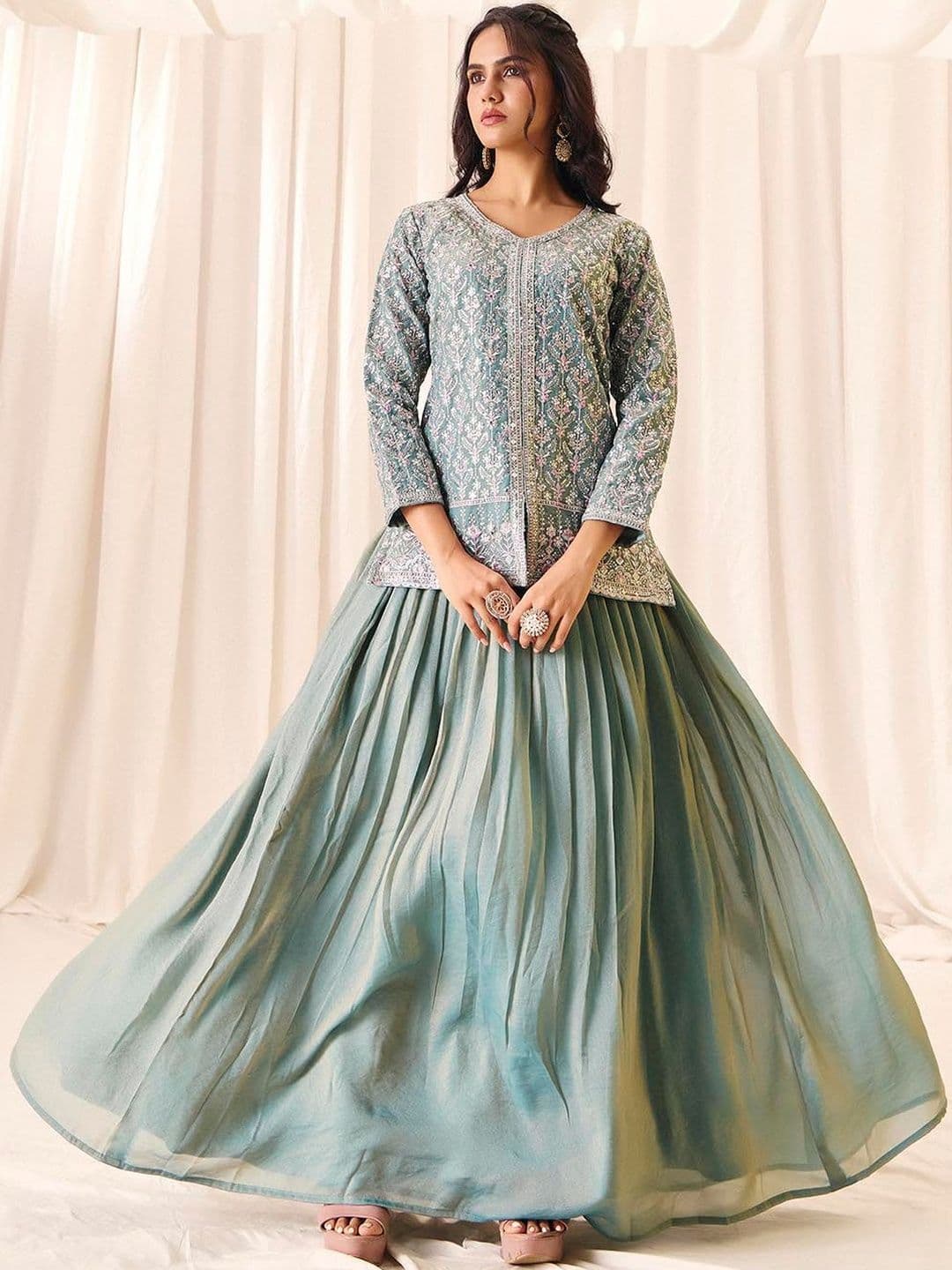 MADHURAM Embroidered Ready to Wear Lehenga & - view 1