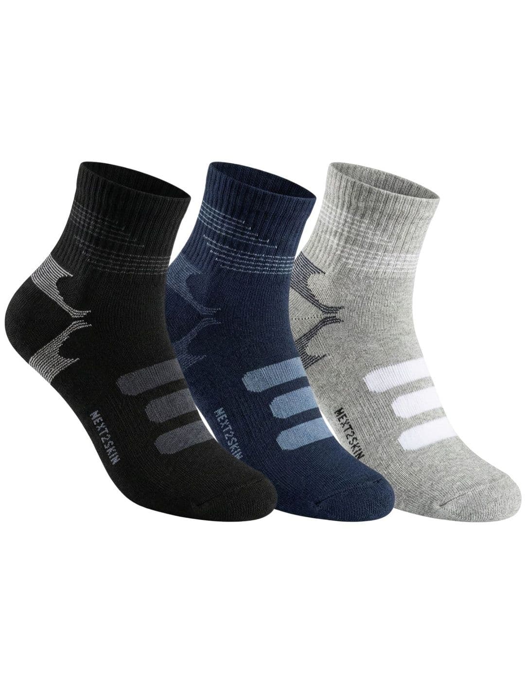 N2S NEXT2SKIN Men Pack of 3 Cotton Assorted Ankle Length Socks - view 1
