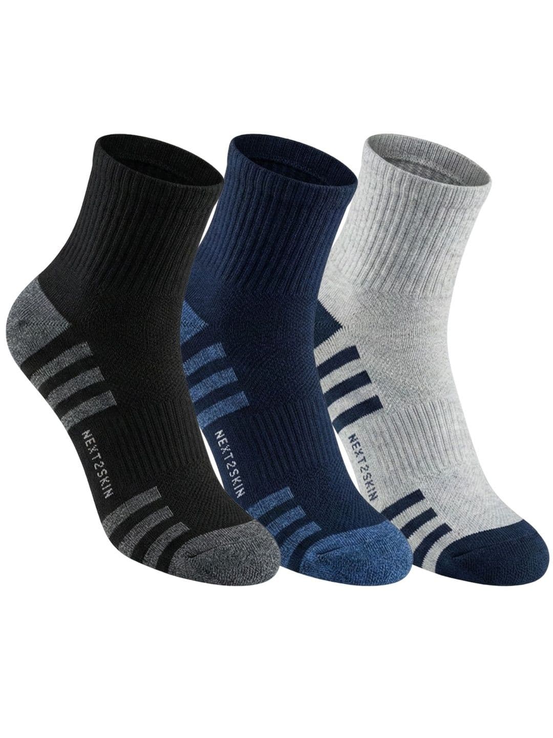 N2S NEXT2SKIN Men Pack of 3 Cotton Assorted Ankle Length Socks - view 1