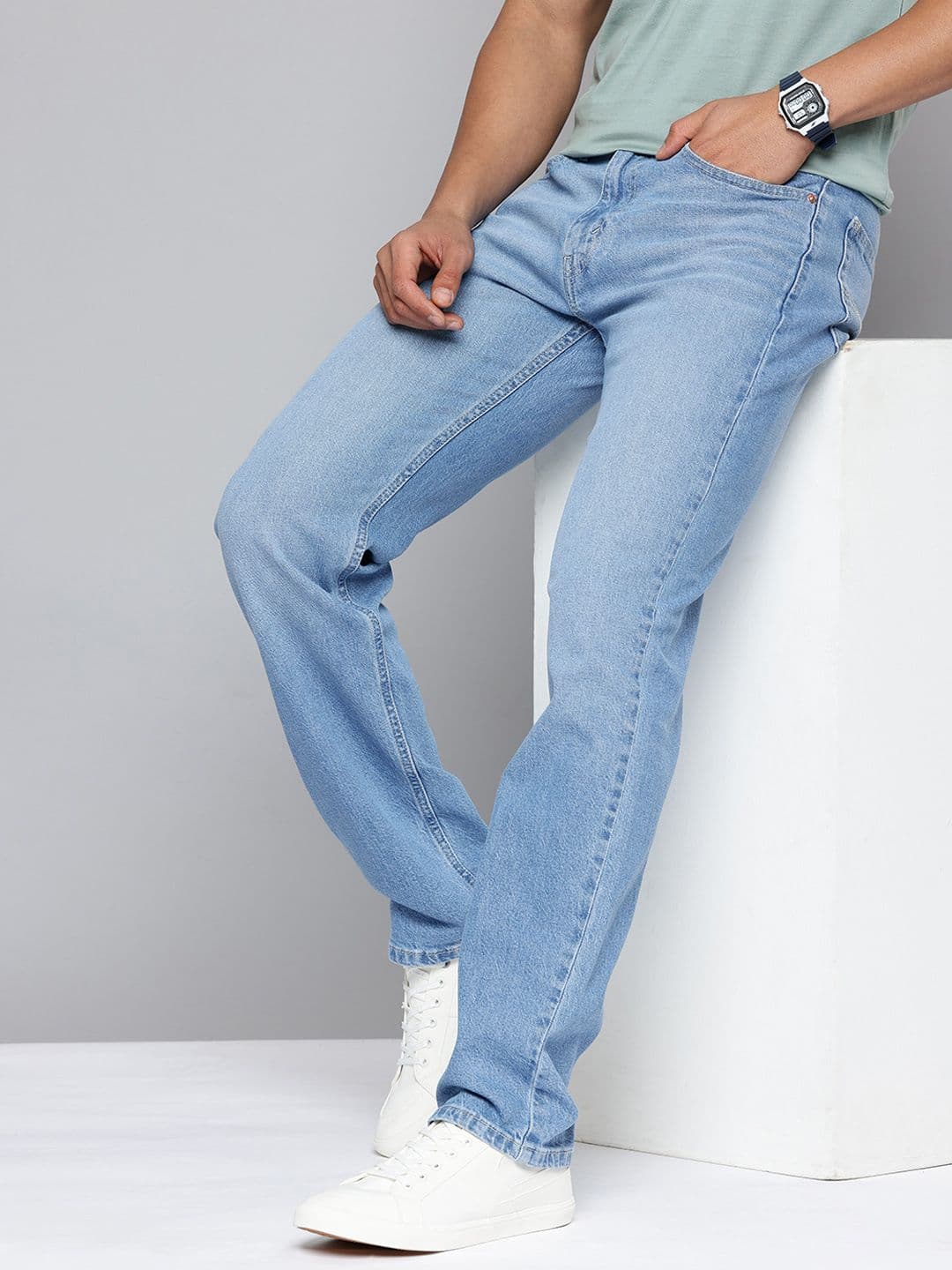Levis Men 505 Straight Fit Light Fade Stretchable Jeans - view 1