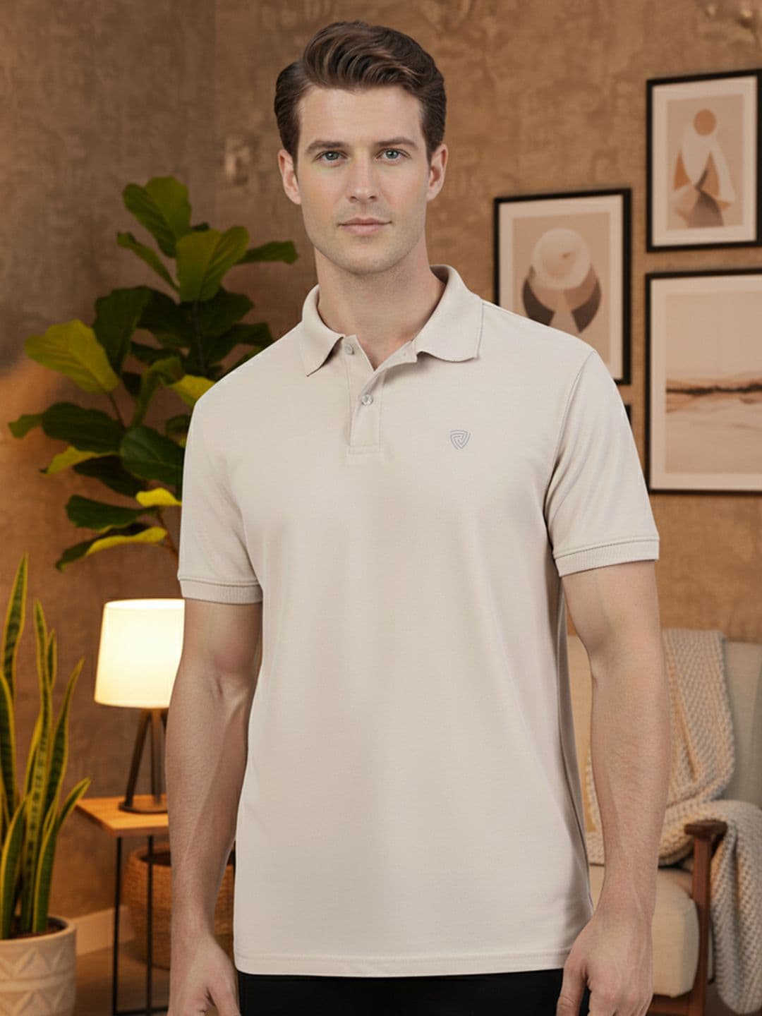 Lux Cozi Men Polo Collar Short Sleeves Lounge T-Shirt - view 1