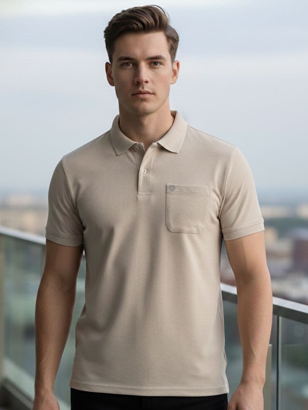 Lux Cozi Fillament Polo Collar Short Sleeves Lounge T-Shirt - view 1
