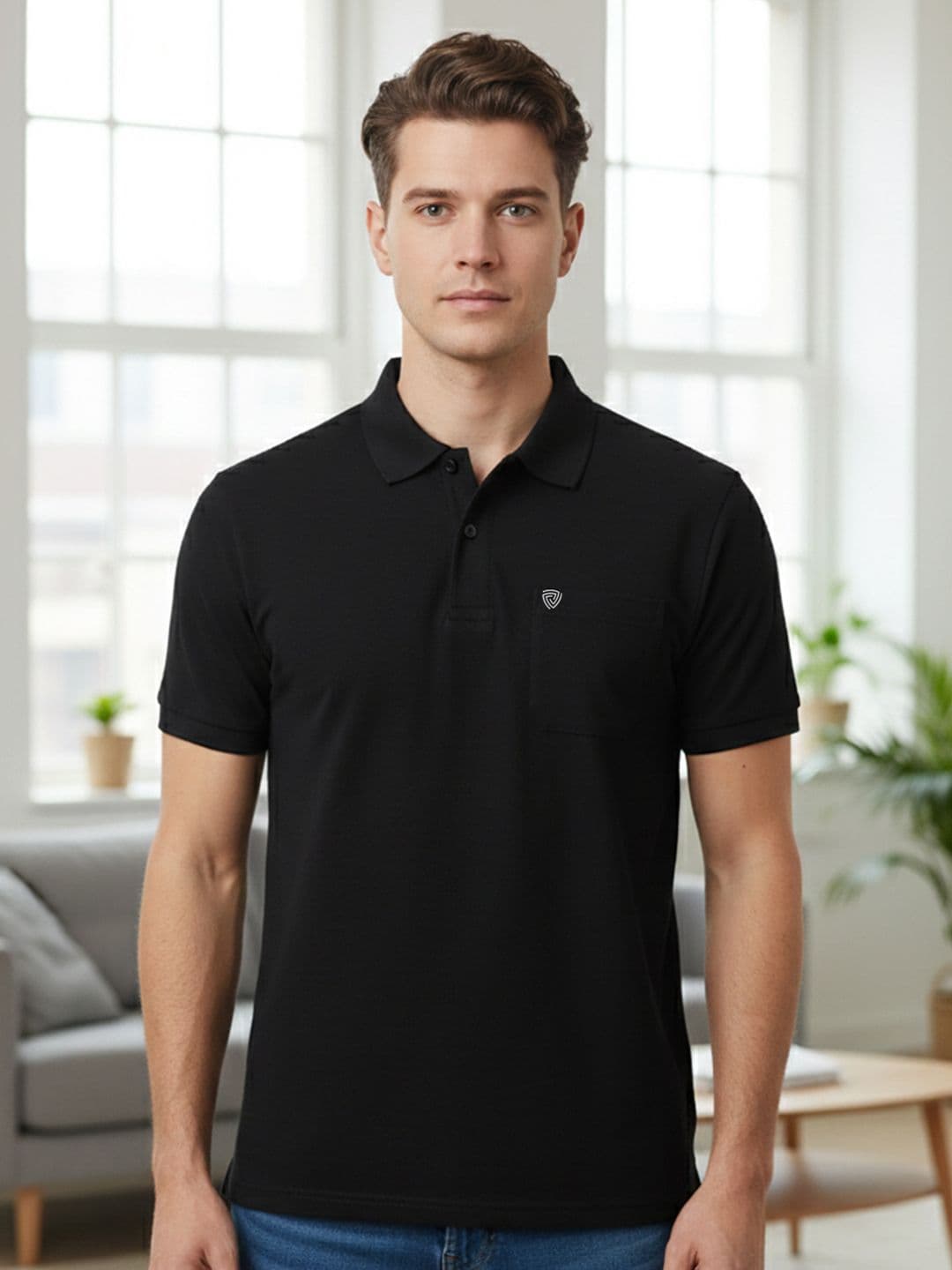Lux Cozi Fillament Polo Men Polo Collar Lounge T-Shirt