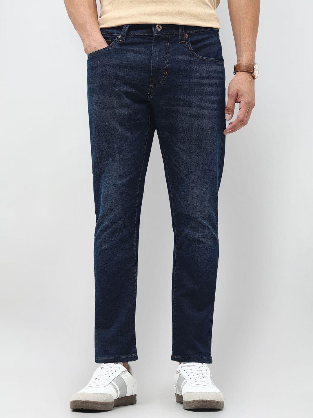 U.S. Polo Assn. Denim Co. Men Tapered Fit Mid-Rise Light Fade Stretchable Jeans - view 1