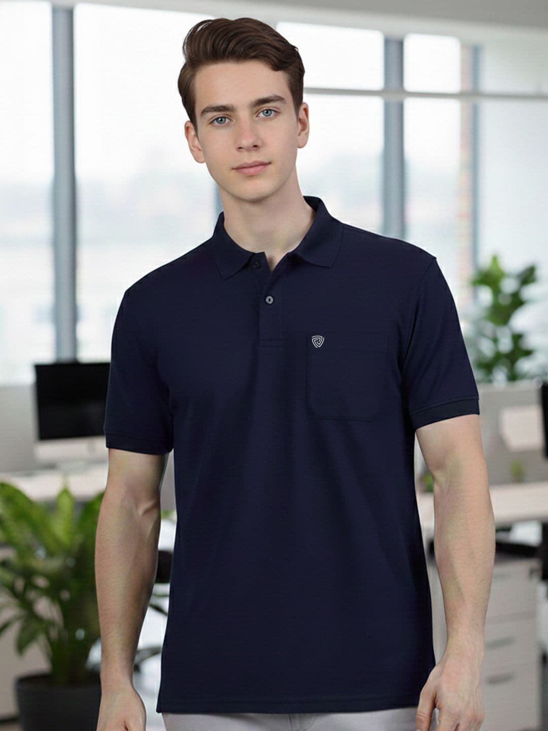 Lux Cozi Fillament Polo Collar Short Sleeves Lounge T-Shirt - view 1